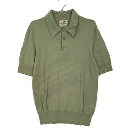 HERMES 爱马仕 21SS 绿色 棉羊毛×羊绒 短袖针织Polo衫 上衣