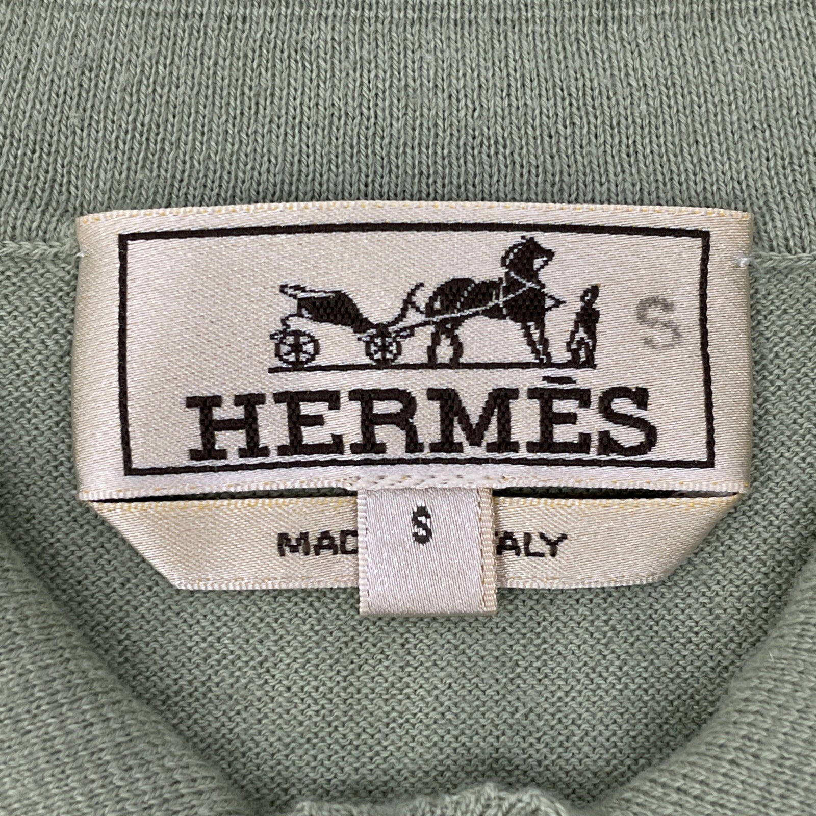 HERMES 21SS Green Cotton-Wool x Cashmere Short-Sleeve Knit Polo