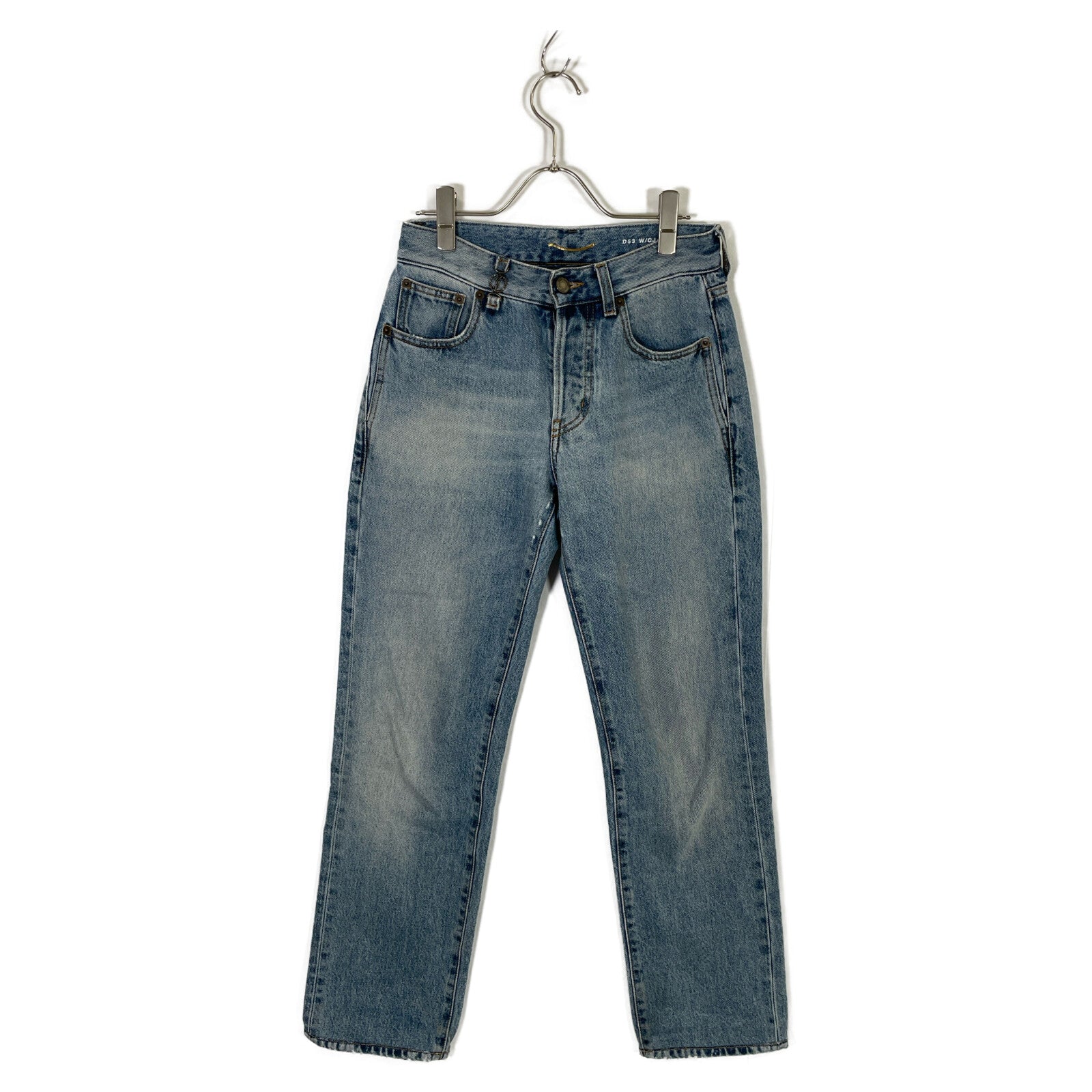SAINT LAURENT PARIS 圣罗兰巴黎 23年款 758262 Y372Y 浅蓝色 棉 YSL标志吊饰 牛仔裤 下装