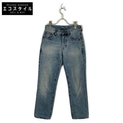 SAINT LAURENT PARIS 圣罗兰巴黎 23年款 758262 Y372Y 浅蓝色 棉 YSL标志吊饰 牛仔裤 下装