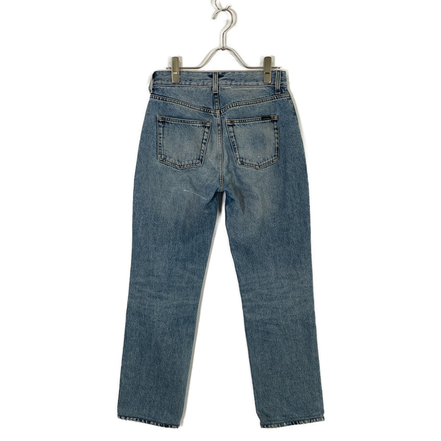 SAINT LAURENT PARIS 圣罗兰巴黎 23年款 758262 Y372Y 浅蓝色 棉 YSL标志吊饰 牛仔裤 下装