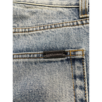 SAINT LAURENT PARIS 圣罗兰巴黎 23年款 758262 Y372Y 浅蓝色 棉 YSL标志吊饰 牛仔裤 下装