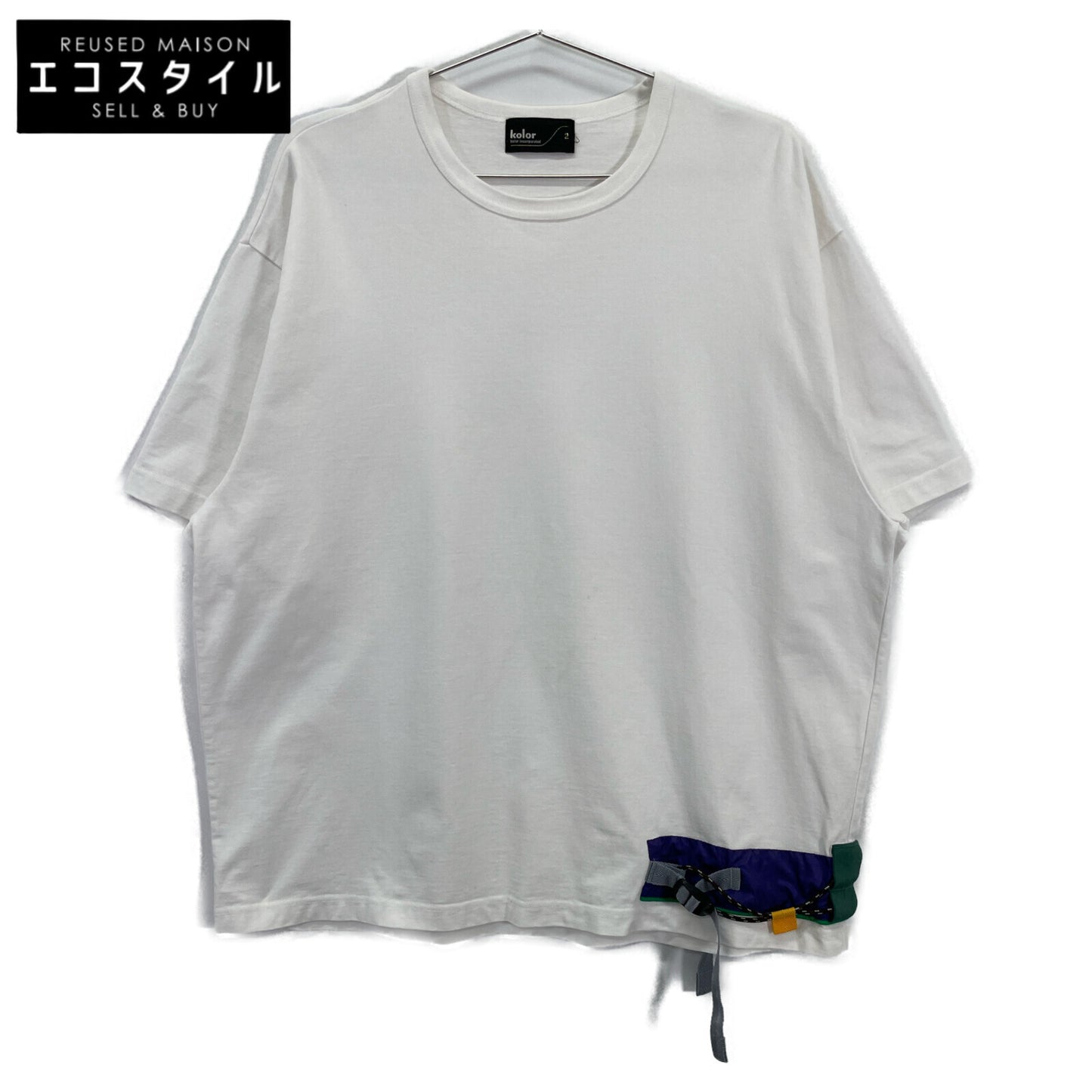 kolor 23SS 23SCM-T17207S White Cotton Patchwork-Panel Tee Top 2 Men's
