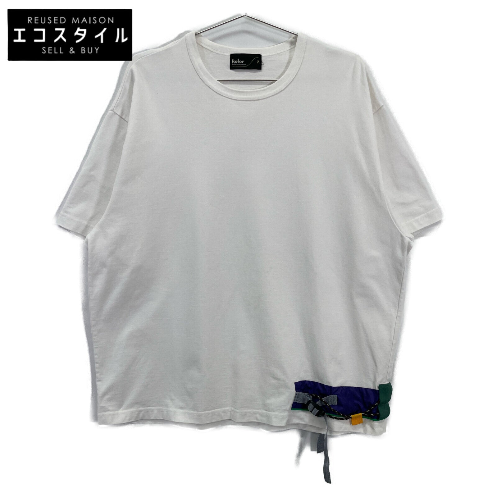 kolor 23SS 23SCM-T17207S White Cotton Patchwork-Panel Tee Top 2 Men's