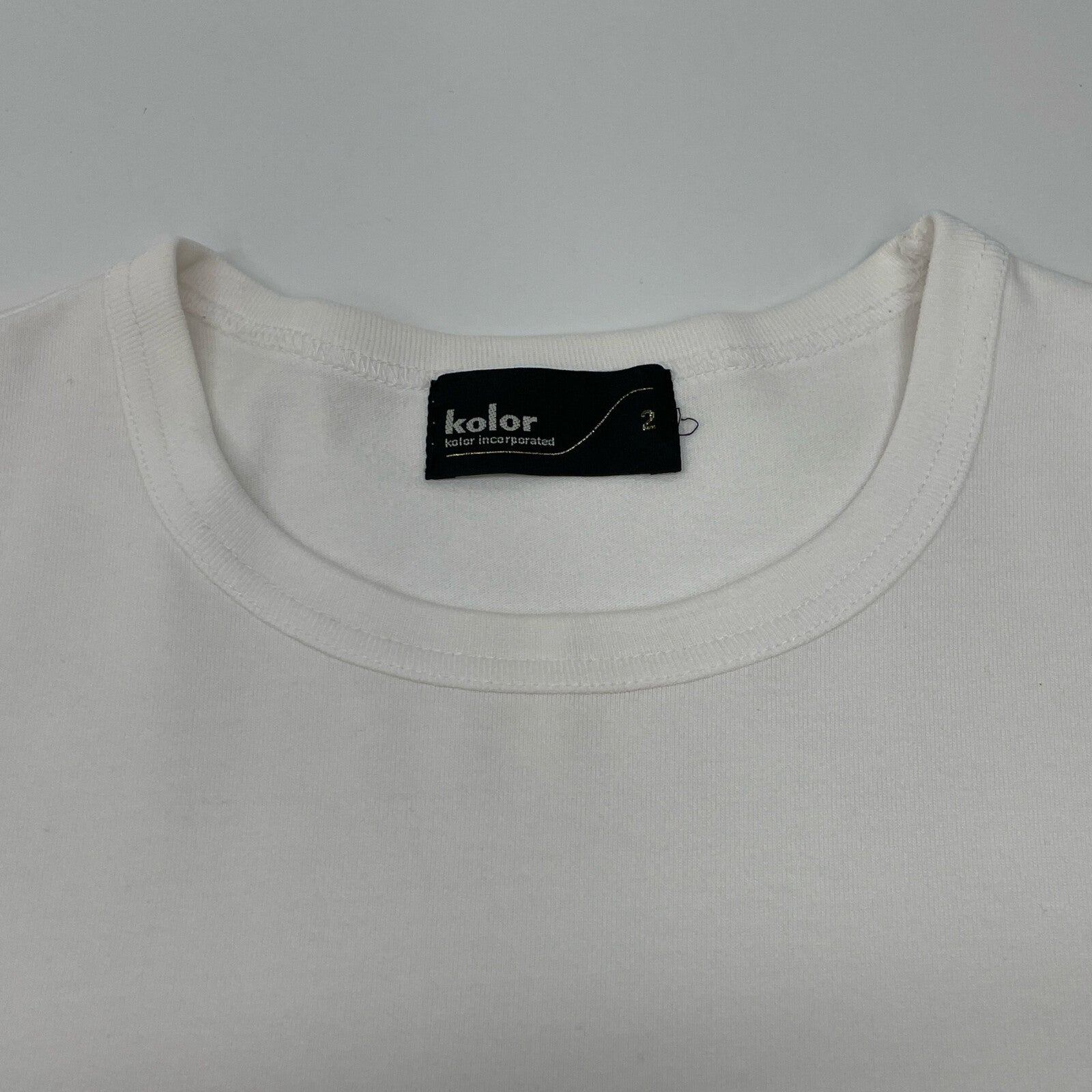 kolor 23SS 23SCM-T17207S White Cotton Patchwork-Panel Tee Top 2 Men's