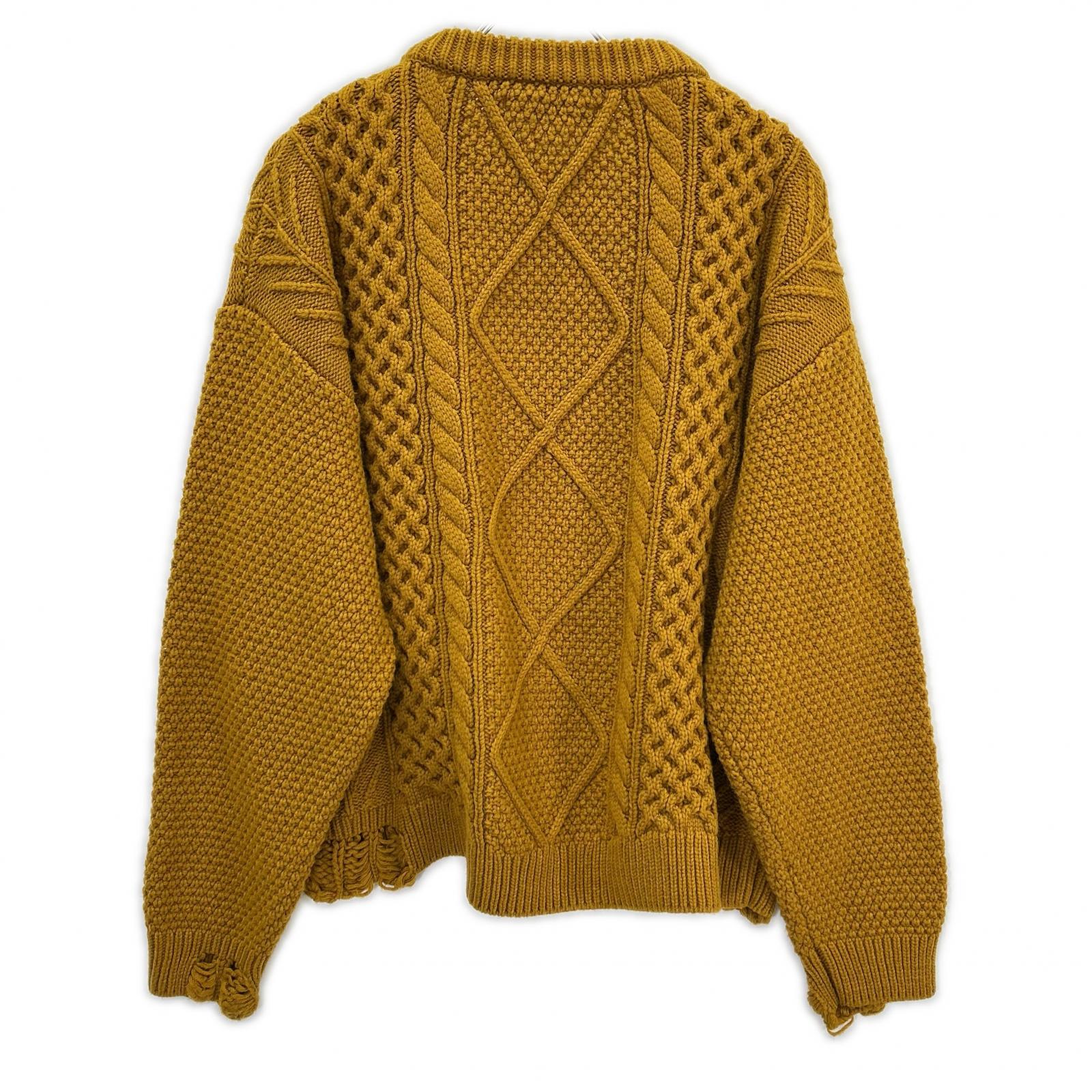 VICTIM ヴィクティム マスタード DAMAGE CABLE KNIT トップス