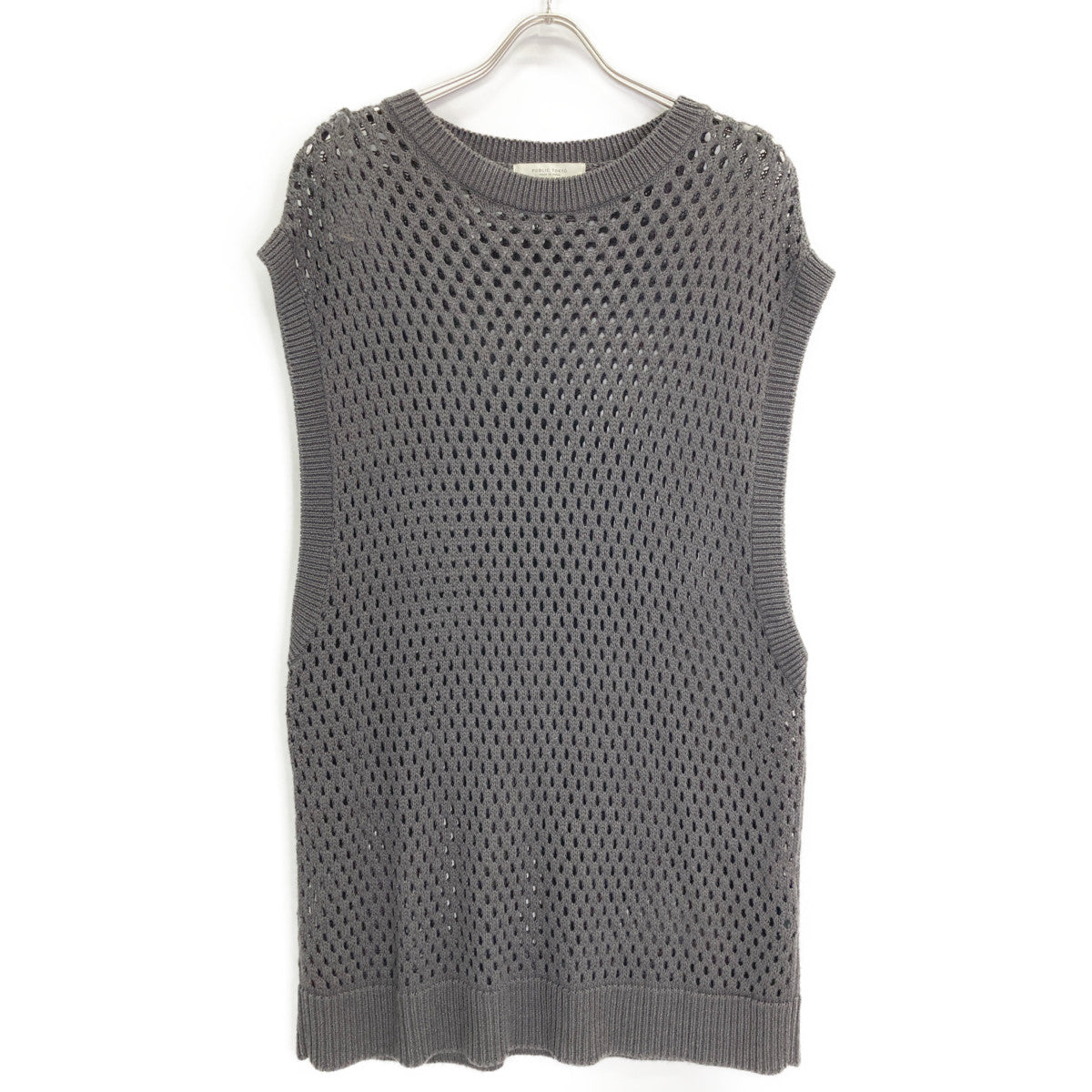 PUBLIC TOKYO 152332003 Gray Cotton x Rayon Mesh Knit Vest FREE Men's