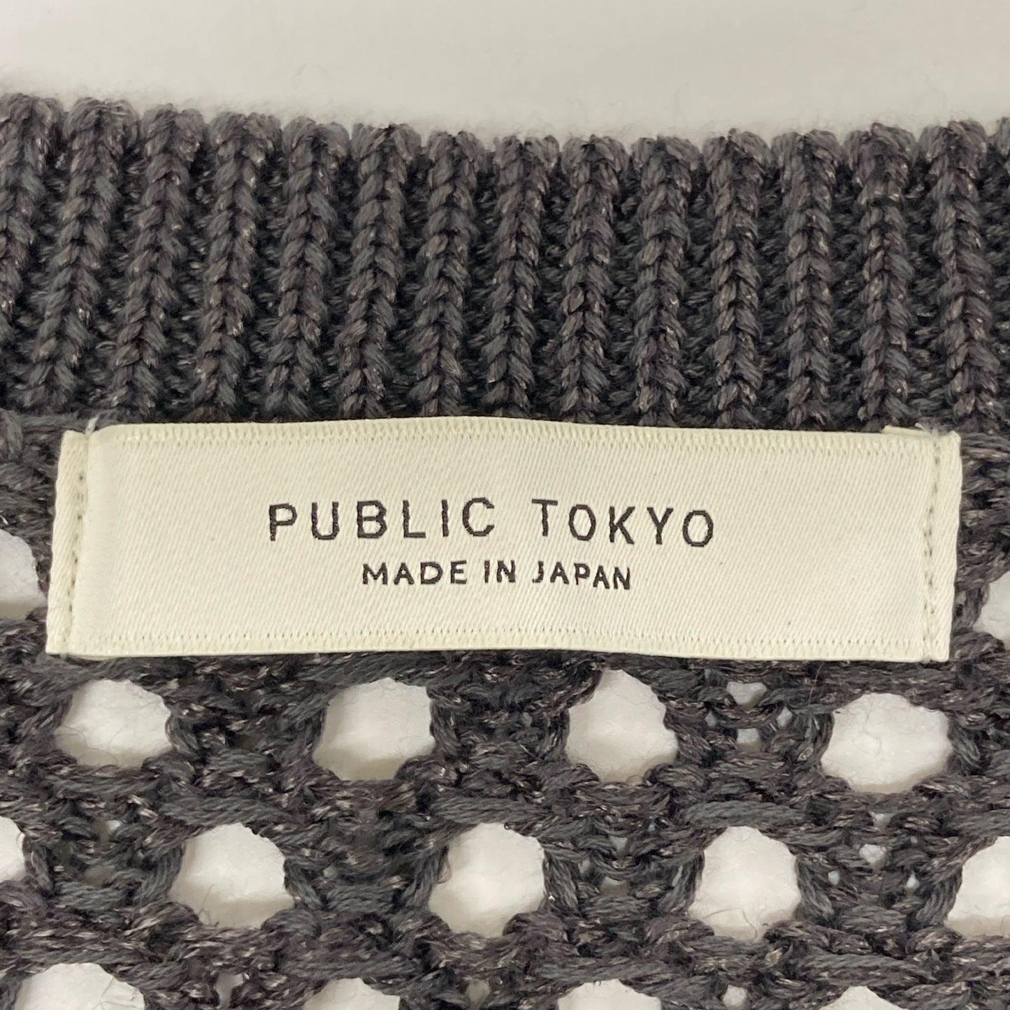 PUBLIC TOKYO 152332003 Gray Cotton x Rayon Mesh Knit Vest FREE Men's