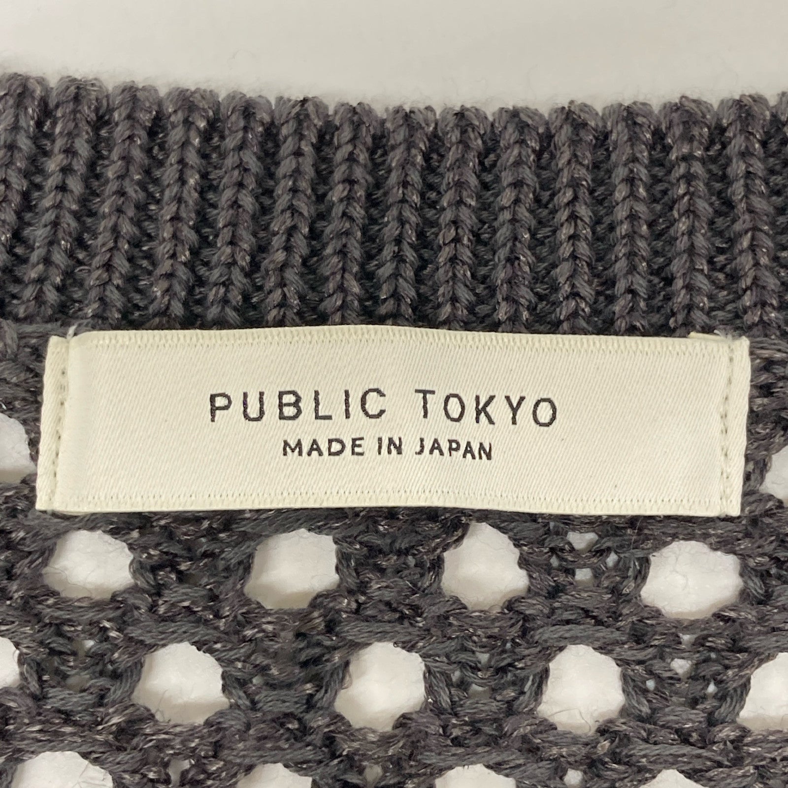 PUBLIC TOKYO 152332003 Gray Cotton x Rayon Mesh Knit Vest FREE Men's