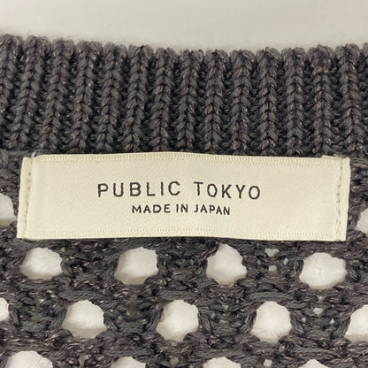 PUBLIC TOKYO 152332003 Gray Cotton x Rayon Mesh Knit Vest FREE Men's
