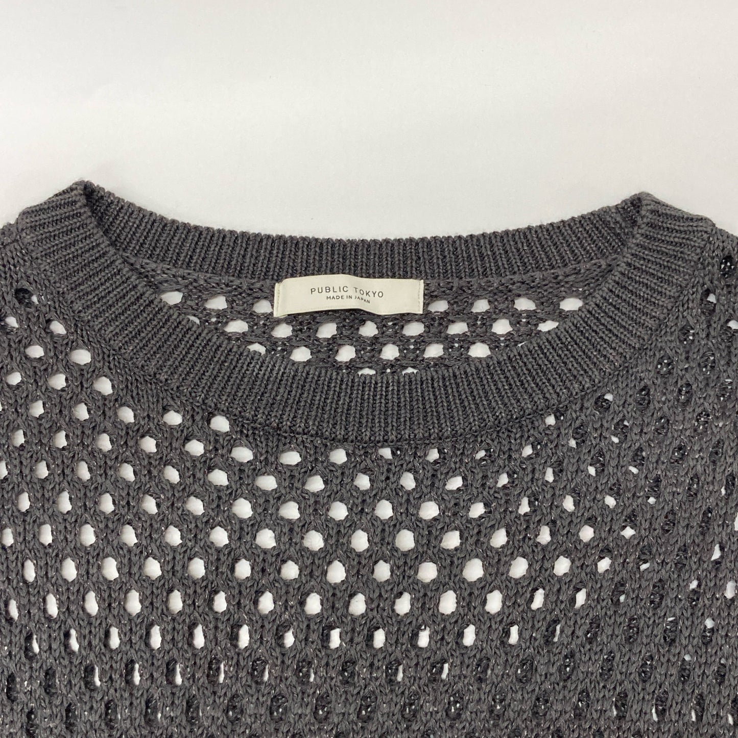 PUBLIC TOKYO 152332003 Gray Cotton x Rayon Mesh Knit Vest FREE Men's