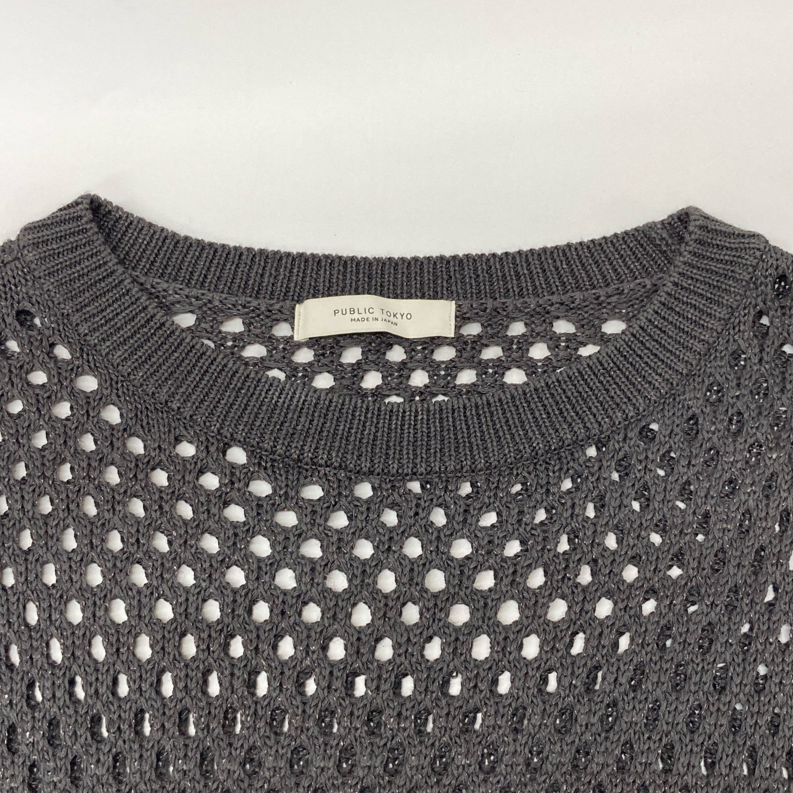 PUBLIC TOKYO 152332003 Gray Cotton x Rayon Mesh Knit Vest FREE Men's