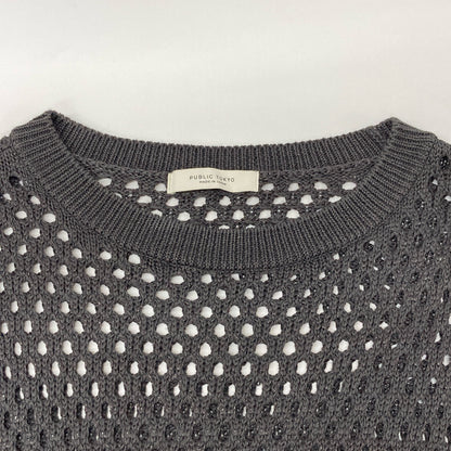 PUBLIC TOKYO 152332003 Gray Cotton x Rayon Mesh Knit Vest FREE Men's