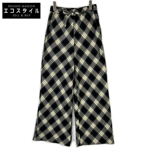 24AW Black Random Checkered Easy Wide Pants Bottoms 36 Women's