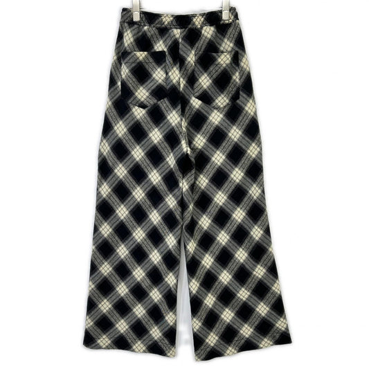 24AW Black Random Checkered Easy Wide Pants Bottoms 36 Women's