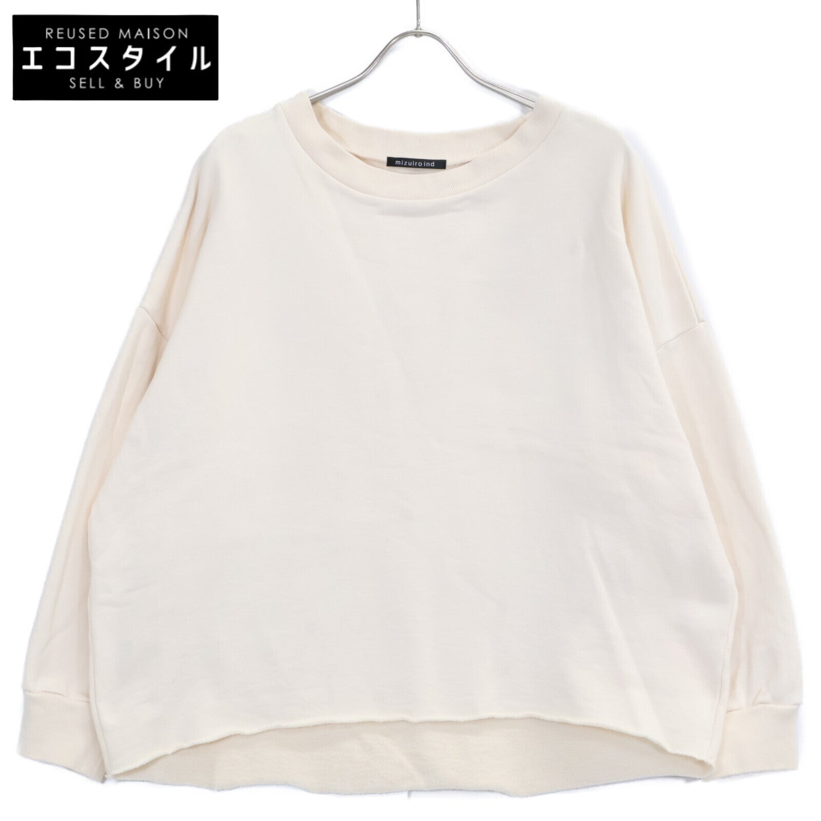 mizuiro ind Ivory 100% Cotton Pullover Sweatshirt Top F