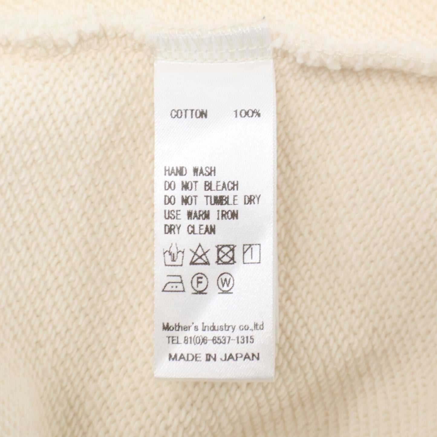 mizuiro ind Ivory 100% Cotton Pullover Sweatshirt Top F