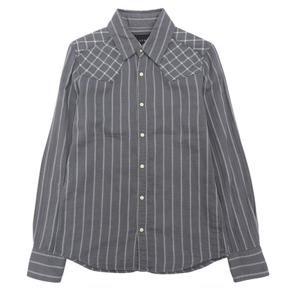 AKM Cotton Snap-Button Stripe Shirt Top Men's Grey L Top L