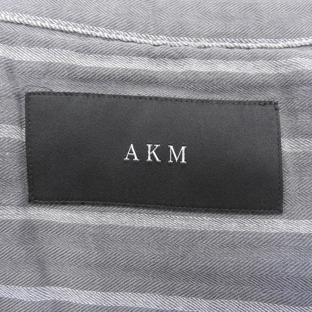 AKM Cotton Snap-Button Stripe Shirt Top Men's Grey L Top L