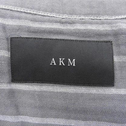 AKM Cotton Snap-Button Stripe Shirt Top Men's Grey L Top L
