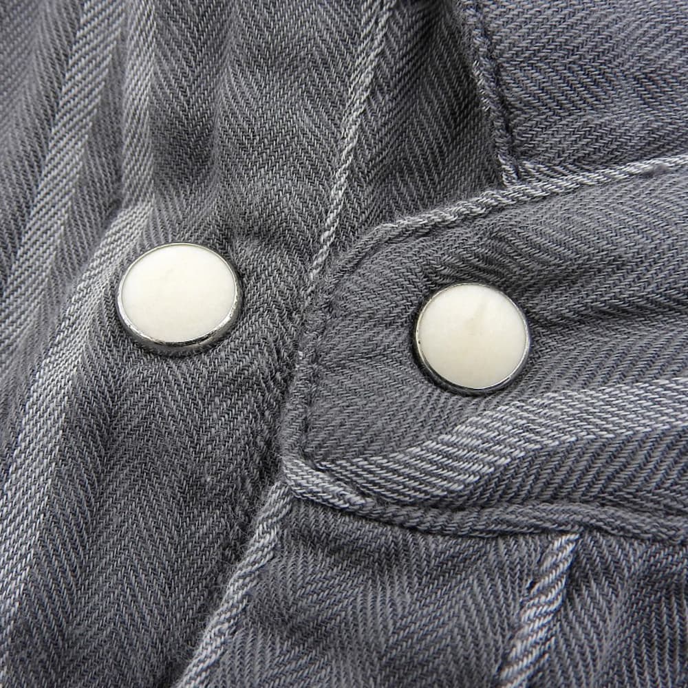 AKM Cotton Snap-Button Stripe Shirt Top Men's Grey L Top L