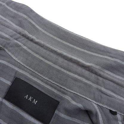 AKM Cotton Snap-Button Stripe Shirt Top Men's Grey L Top L