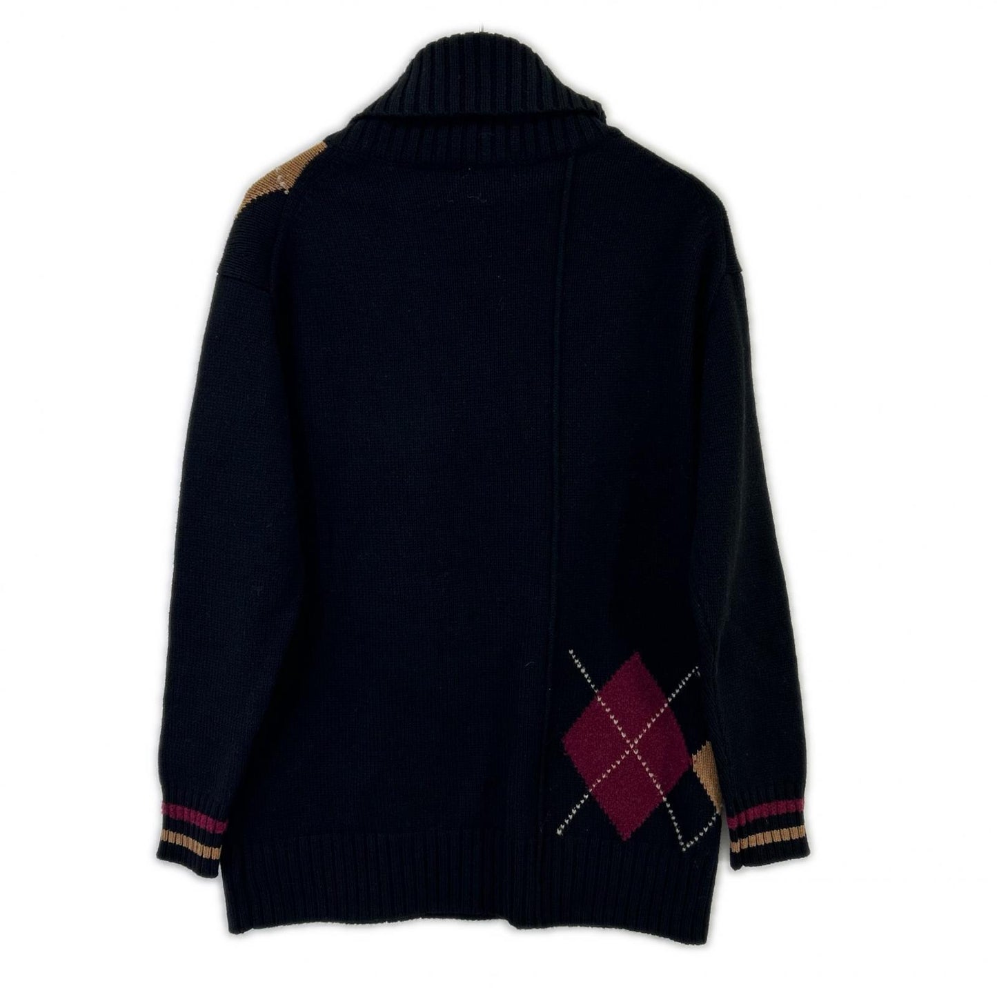 BLUE LABEL CRESTBRIDGE ブルーレーベルクレストブリッジ ブラック ビッグアーガイルプルオーバーニット トップス