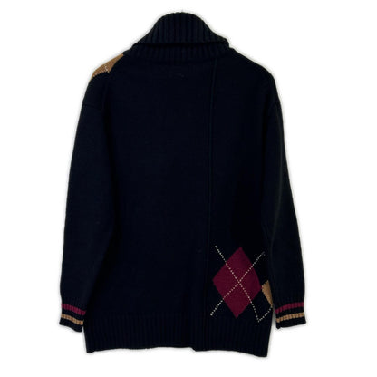 BLUE LABEL CRESTBRIDGE ブルーレーベルクレストブリッジ ブラック ビッグアーガイルプルオーバーニット トップス