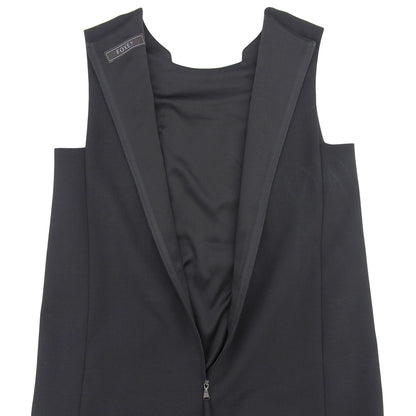美品 バックジップ ノースリーブ ワンピース レディース ウール混 ブラック 40 37794-AOFI13P ワンピース 40 レディース