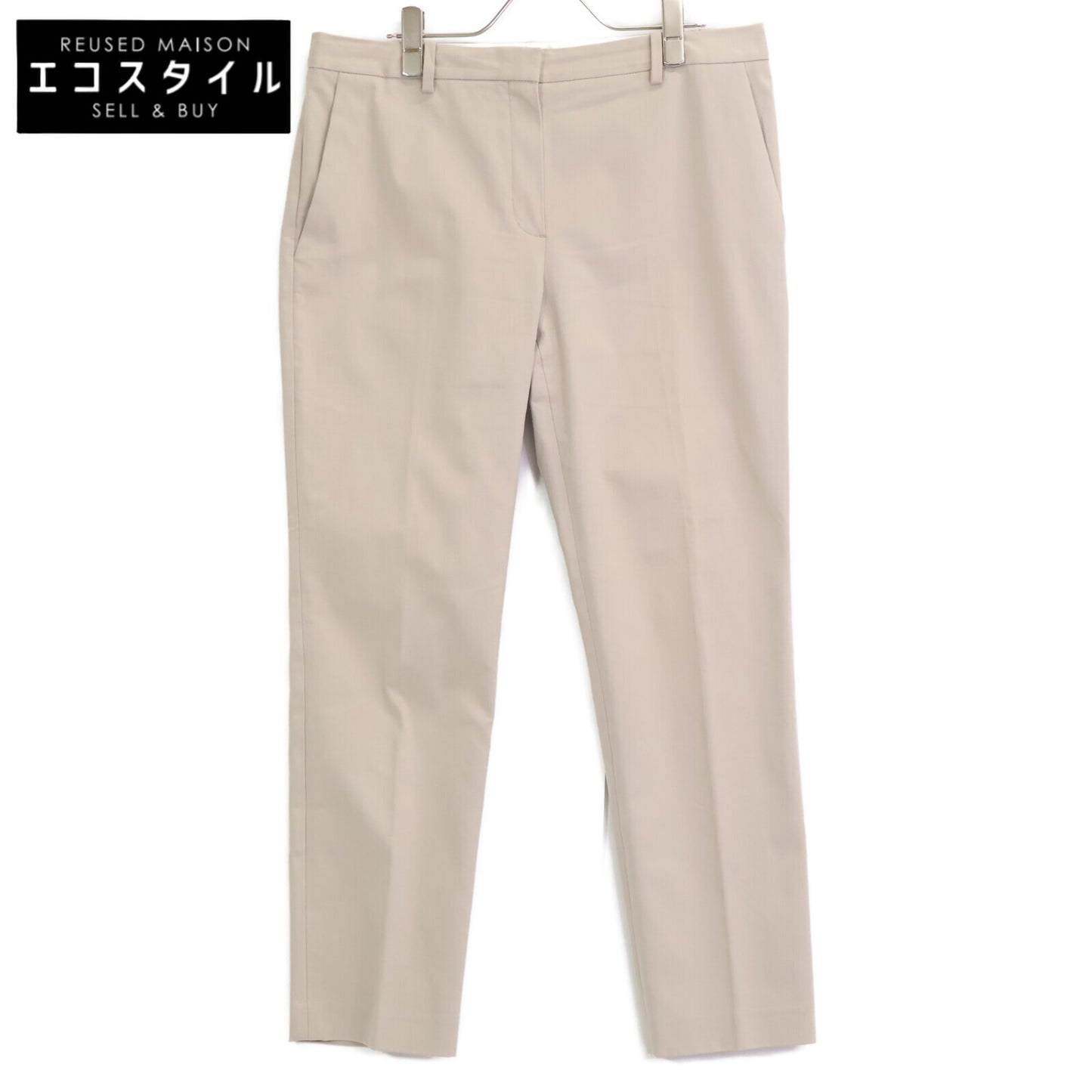 Theory 23SS Beige Stretch Canvas Treeca GZ Pants Bottoms 10 Women's