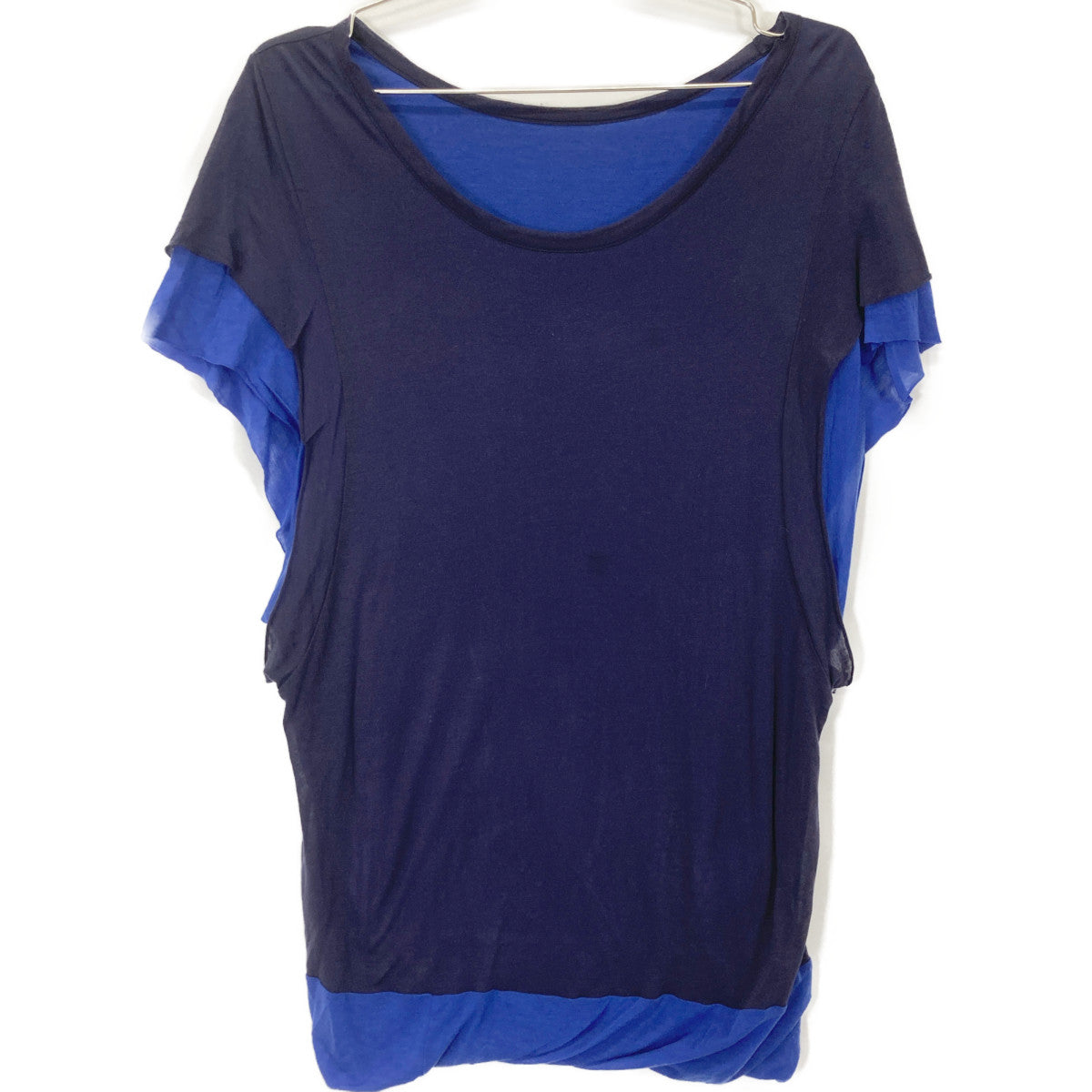 Y's YG-T04-260 Navy x Blue Layered Sleeveless Cut Sew Top 2 Women's
