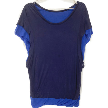 Y's YG-T04-260 Navy x Blue Layered Sleeveless Cut Sew Top 2 Women's