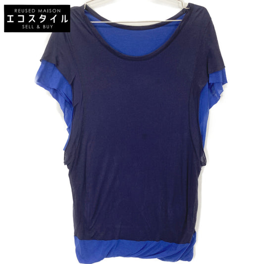 Y's YG-T04-260 Navy x Blue Layered Sleeveless Cut Sew Top 2 Women's
