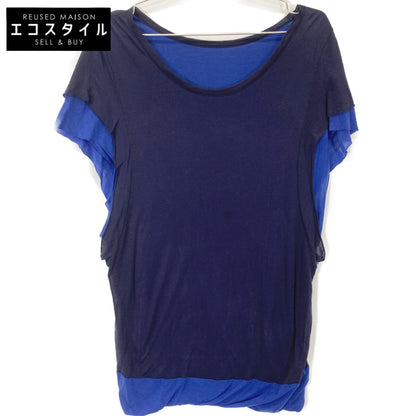 Y's YG-T04-260 Navy x Blue Layered Sleeveless Cut Sew Top 2 Women's