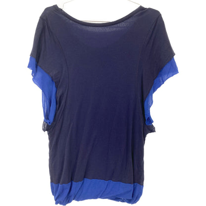 Y's YG-T04-260 Navy x Blue Layered Sleeveless Cut Sew Top 2 Women's