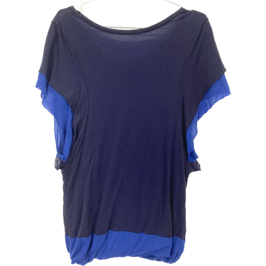 Y's YG-T04-260 Navy x Blue Layered Sleeveless Cut Sew Top 2 Women's