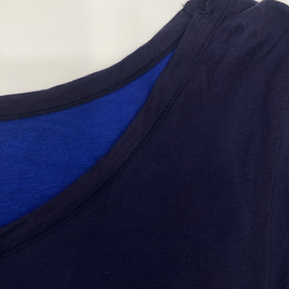Y's YG-T04-260 Navy x Blue Layered Sleeveless Cut Sew Top 2 Women's