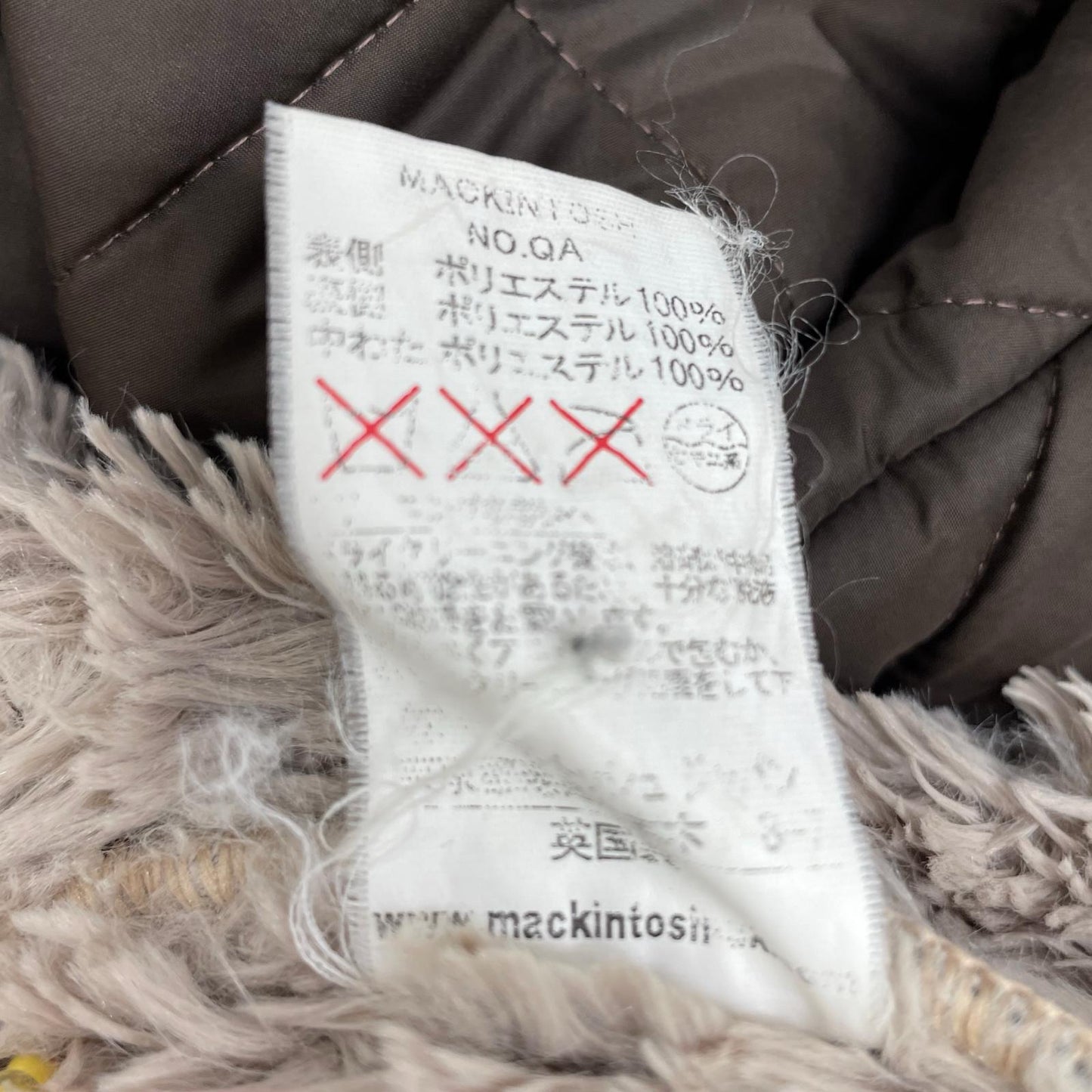 MACKINTOSH 麦金托什 棕色 内衬羊羔绒 菱格 36码 大衣