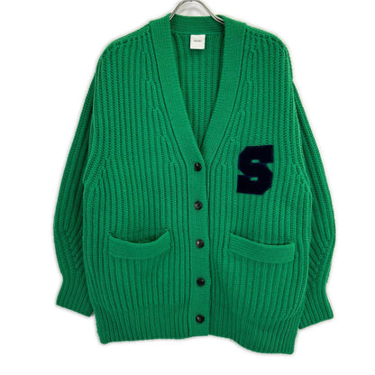 Spick&Span スピック＆スパン グリーン ウール×アクリル レターマンビッグニットカーディガン トップス