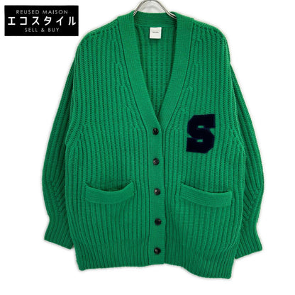 Spick&Span スピック＆スパン グリーン ウール×アクリル レターマンビッグニットカーディガン トップス