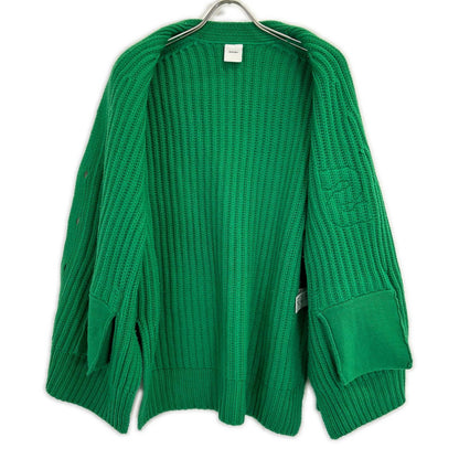 Spick&Span スピック＆スパン グリーン ウール×アクリル レターマンビッグニットカーディガン トップス