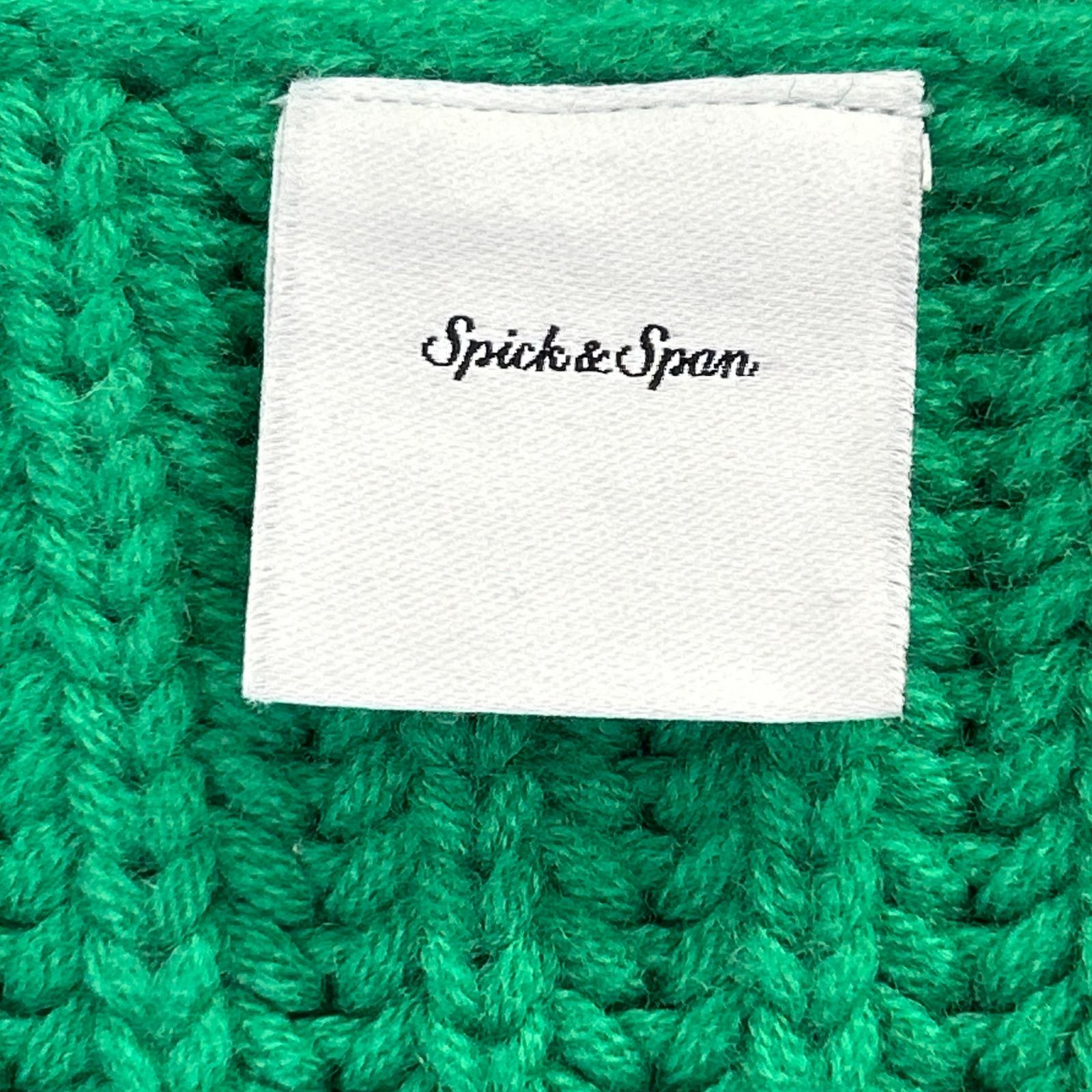 Spick&Span スピック＆スパン グリーン ウール×アクリル レターマンビッグニットカーディガン トップス
