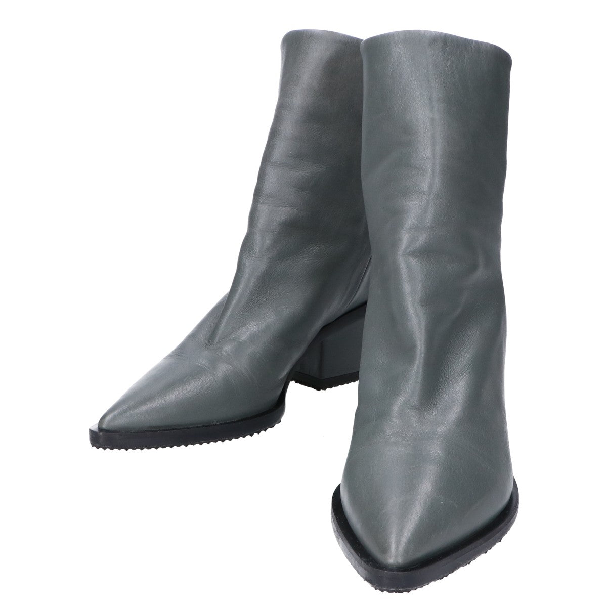 Halmanera Halmanera 23AW Gray GEMA26 Pointed Toe Chunky Short Boots Shoes 36 Women's