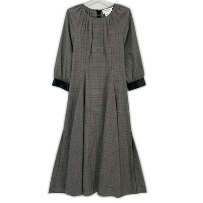 SPORTMAX スポーツマックス グレー チェック 袖レザー切り替え ロングワンピース ワンピース