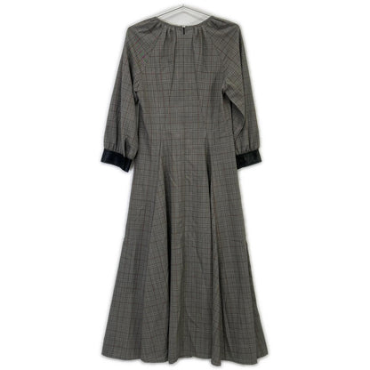 SPORTMAX スポーツマックス グレー チェック 袖レザー切り替え ロングワンピース ワンピース
