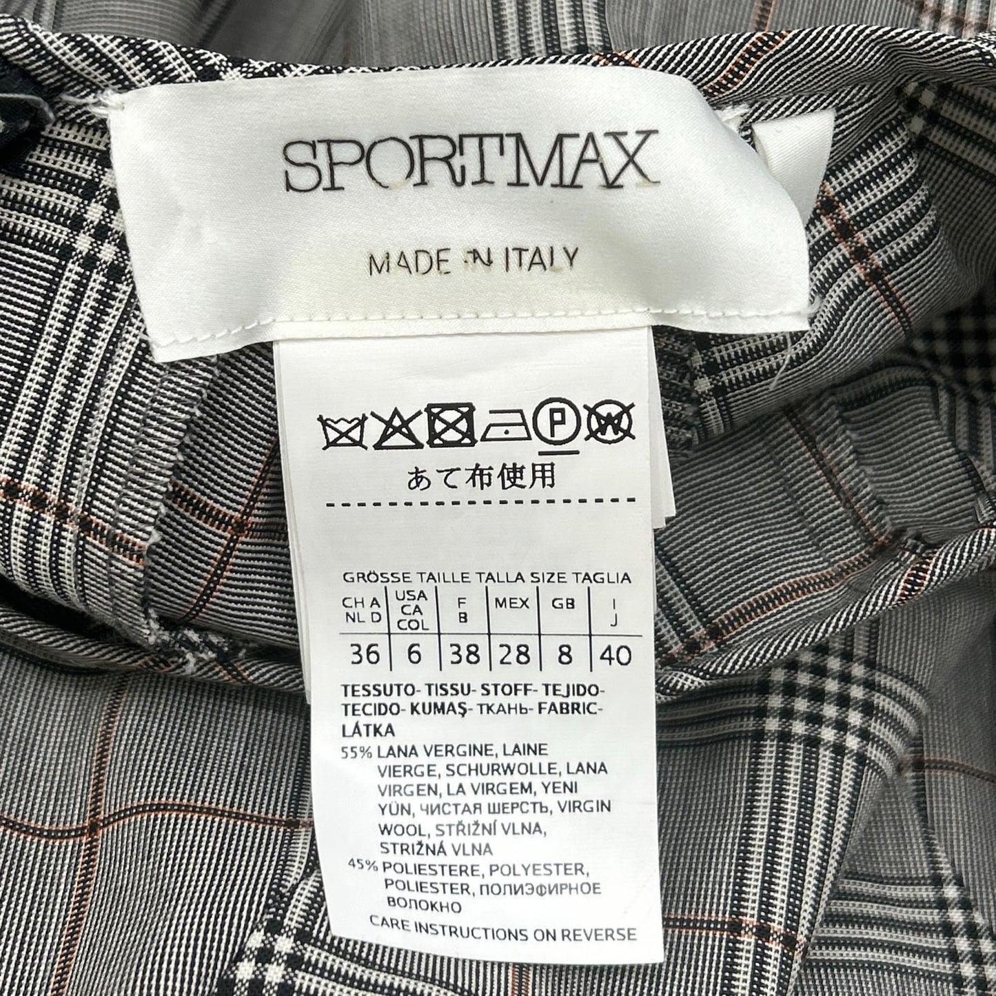 SPORTMAX スポーツマックス グレー チェック 袖レザー切り替え ロングワンピース ワンピース