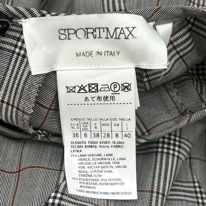 SPORTMAX スポーツマックス グレー チェック 袖レザー切り替え ロングワンピース ワンピース