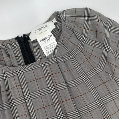 SPORTMAX スポーツマックス グレー チェック 袖レザー切り替え ロングワンピース ワンピース