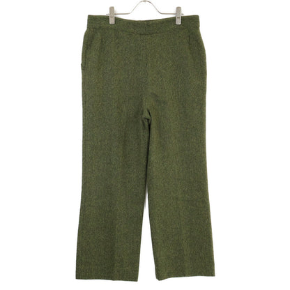 VALENTINO Green Wool Herringbone Wide Trousers Bottoms 44 Men's