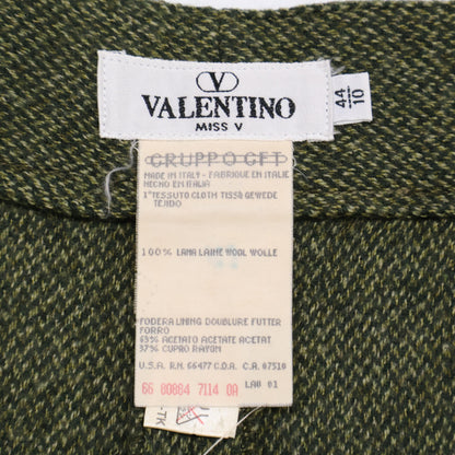 VALENTINO Green Wool Herringbone Wide Trousers Bottoms 44 Men's